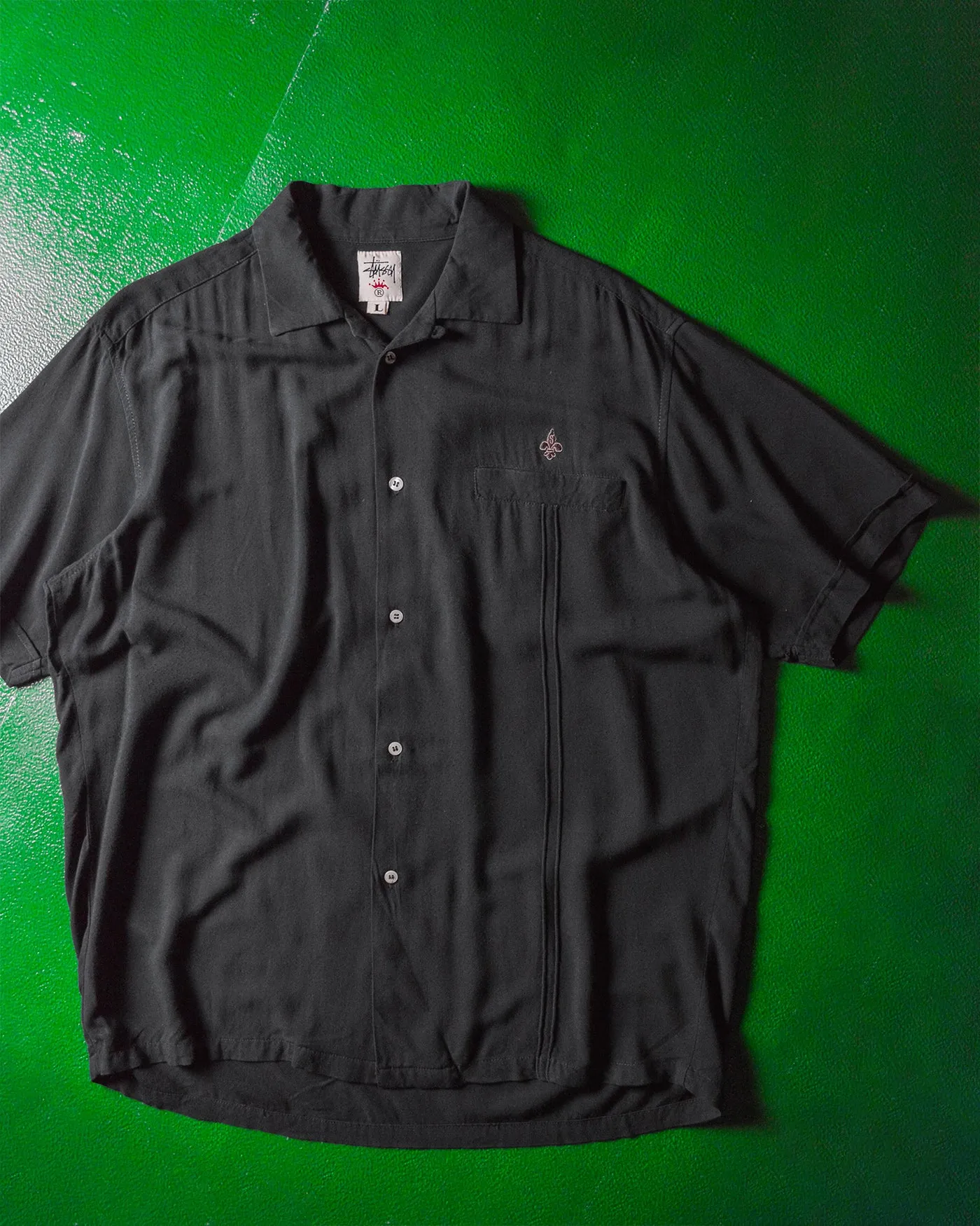1994 Black Rayon Oxford Cramden Boxy Shirt (L~XL)