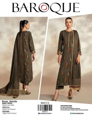 3pcs Women's Unstitched Affordable Lawn Printed Suit