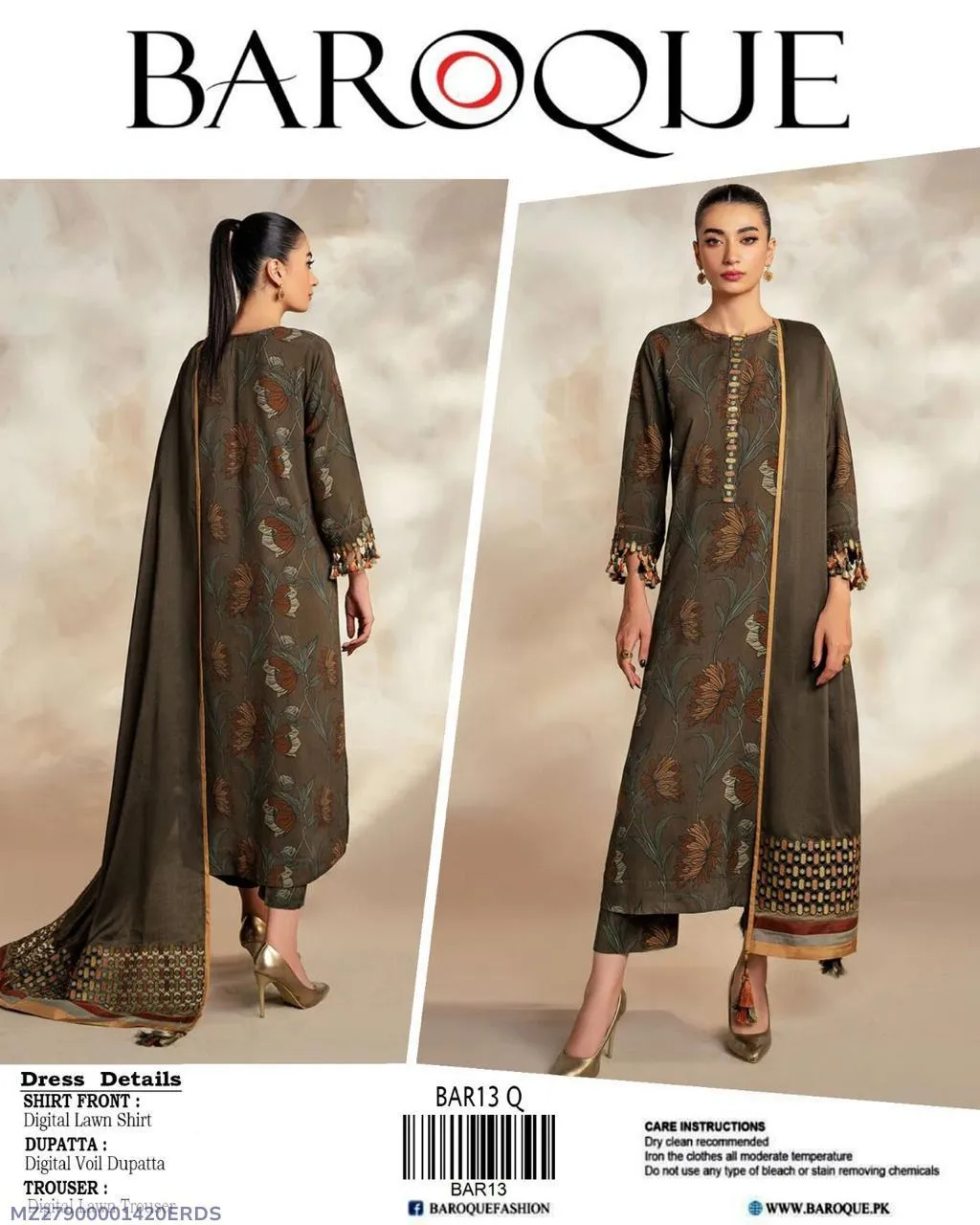 3pcs Women's Unstitched Affordable Lawn Printed Suit