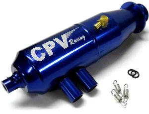 51911B 1/10 Scale RC Alloy Blue Adjustable Exhaust Pipe Muffler Two Chamber