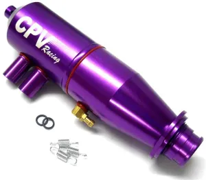 51911P 1/10 Scale RC Alloy Pink Adjustable Exhaust Pipe Muffler Two Chamber