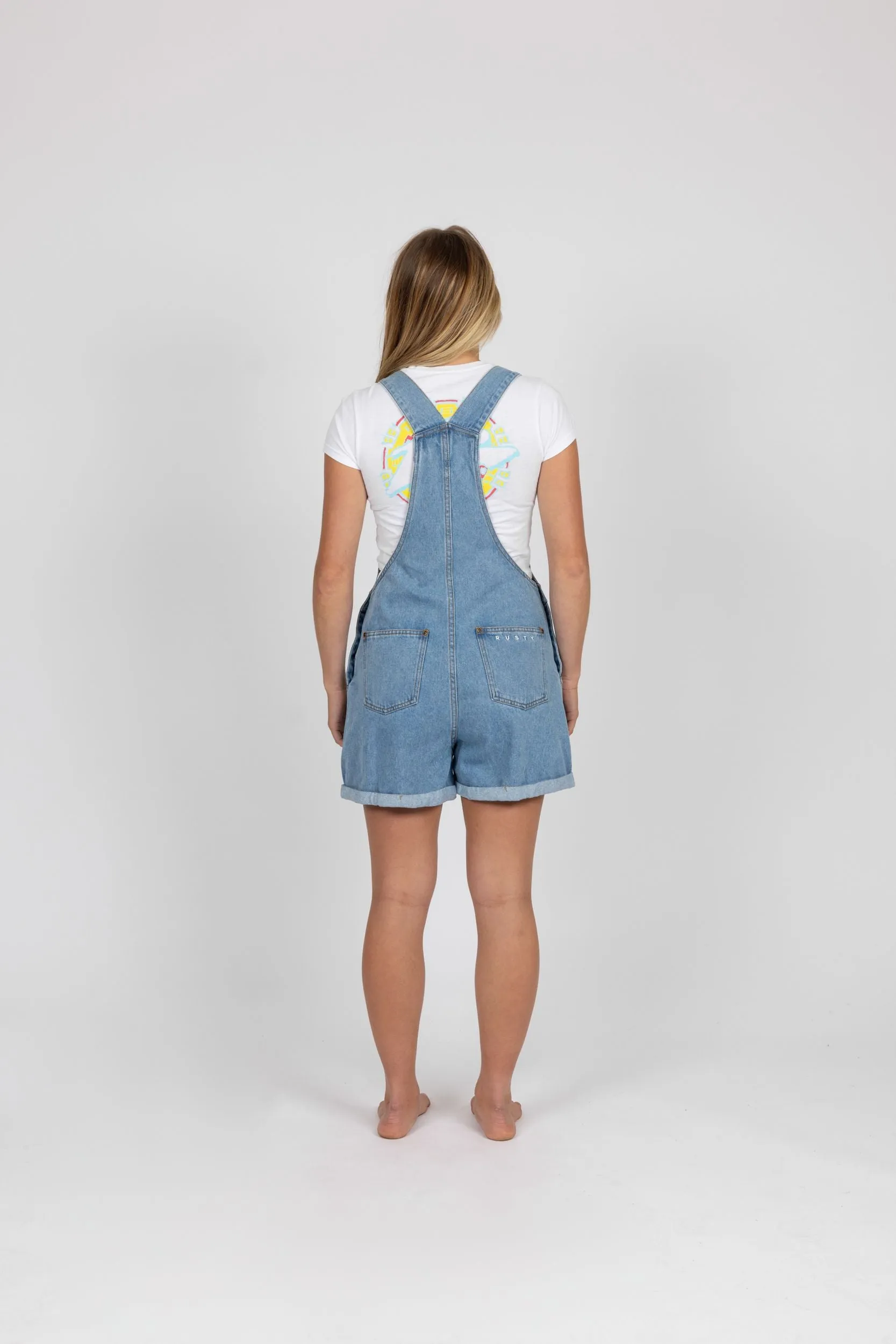 ACE DENIM OVERALL SHORTS