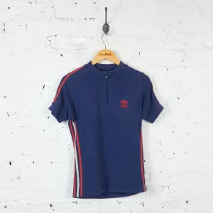 Adidas 1/4 Zip T Shirt - Blue - S