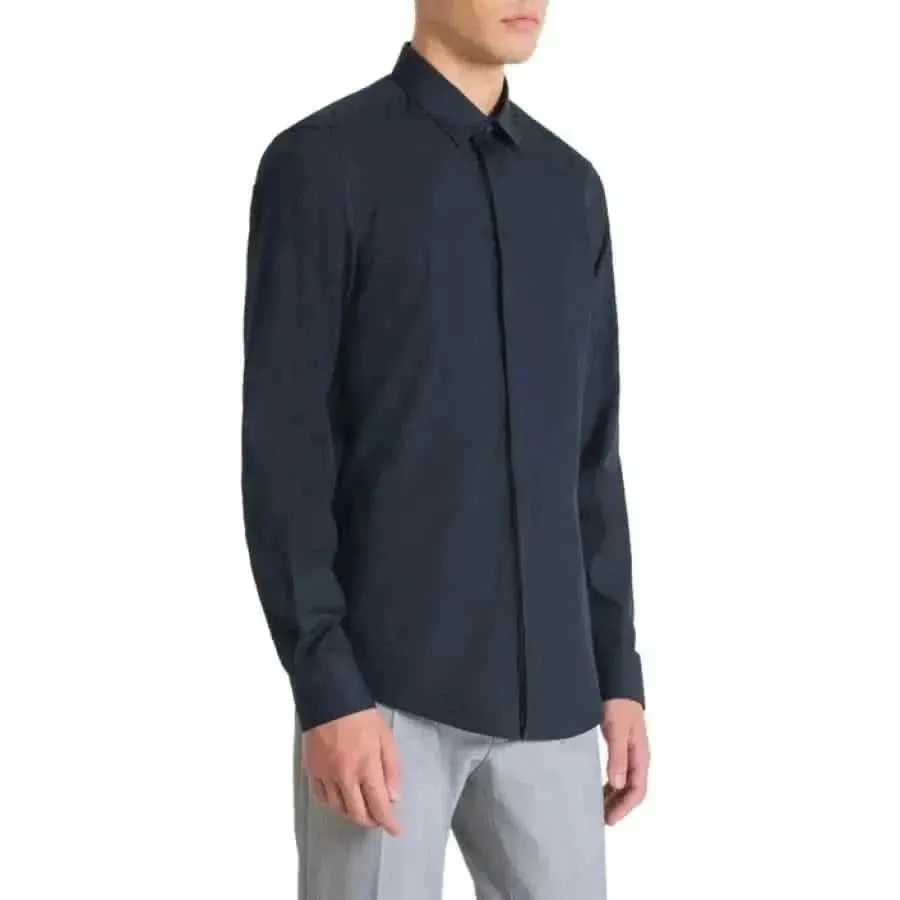 Antony Morato Men's Classic Black Cotton Long Sleeve Shirt