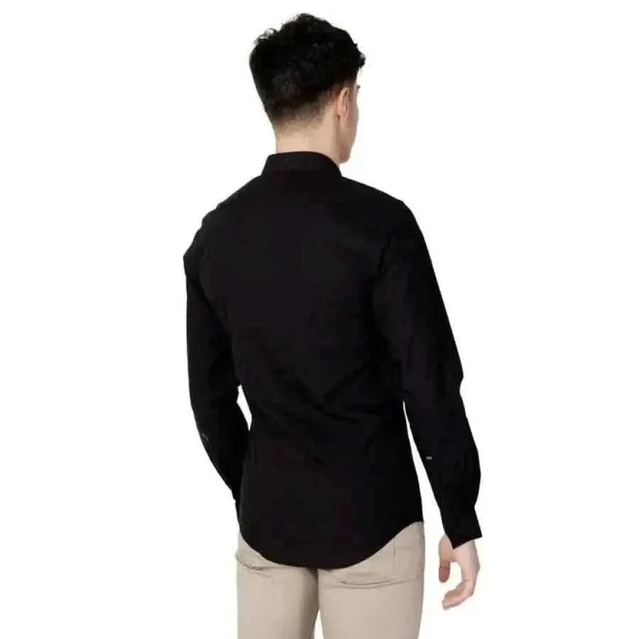 Antony Morato Men's Classic Black Cotton Long Sleeve Shirt