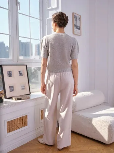 Aria Short Sleeve Cashmere Sweater In Mist