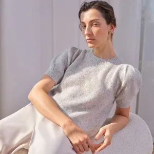 Aria Short Sleeve Cashmere Sweater In Mist
