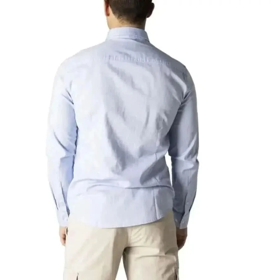 Armani Exchange Men's Light Blue Long Classic Cotton Shirt