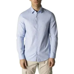 Armani Exchange Men's Light Blue Long Classic Cotton Shirt