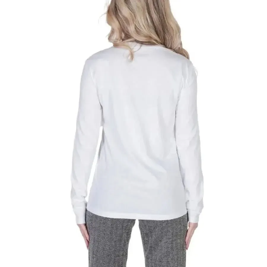 Armani Exchange Women's White Long T-Shirt