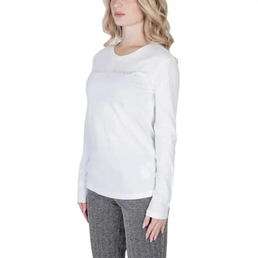 Armani Exchange Women's White Long T-Shirt