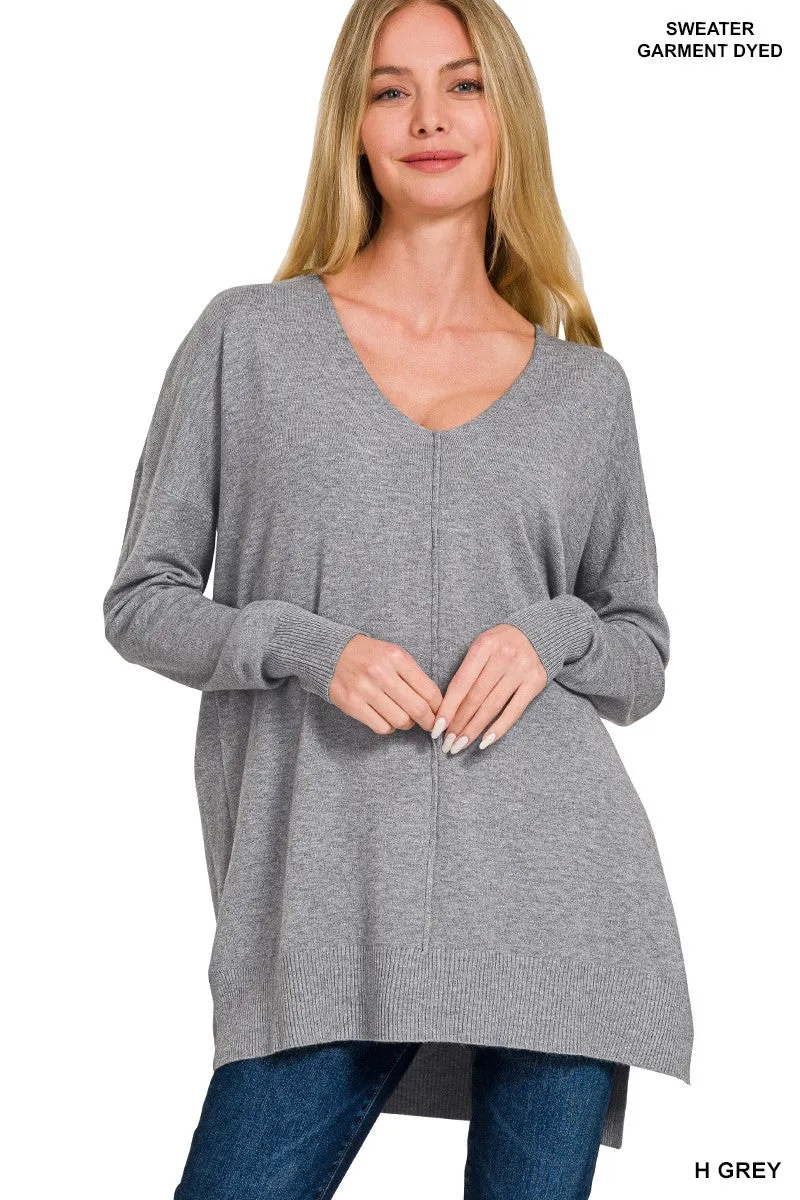 August Breeze Hi Low V-Neck Sweater** - Final Sale