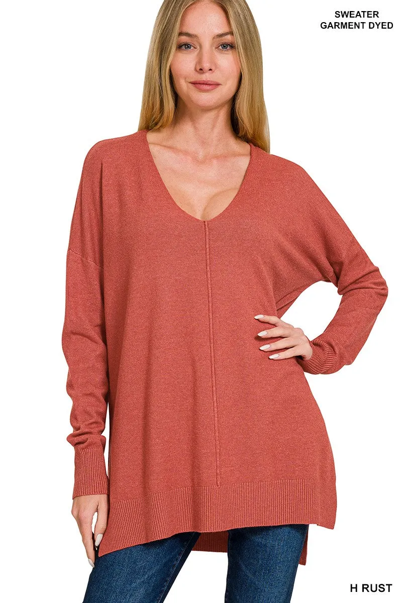 August Breeze Hi Low V-Neck Sweater** - Final Sale