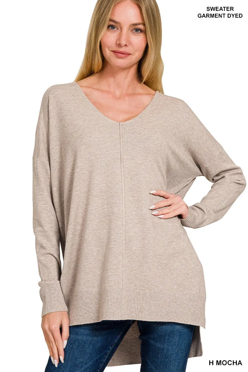 August Breeze Hi Low V-Neck Sweater** - Final Sale