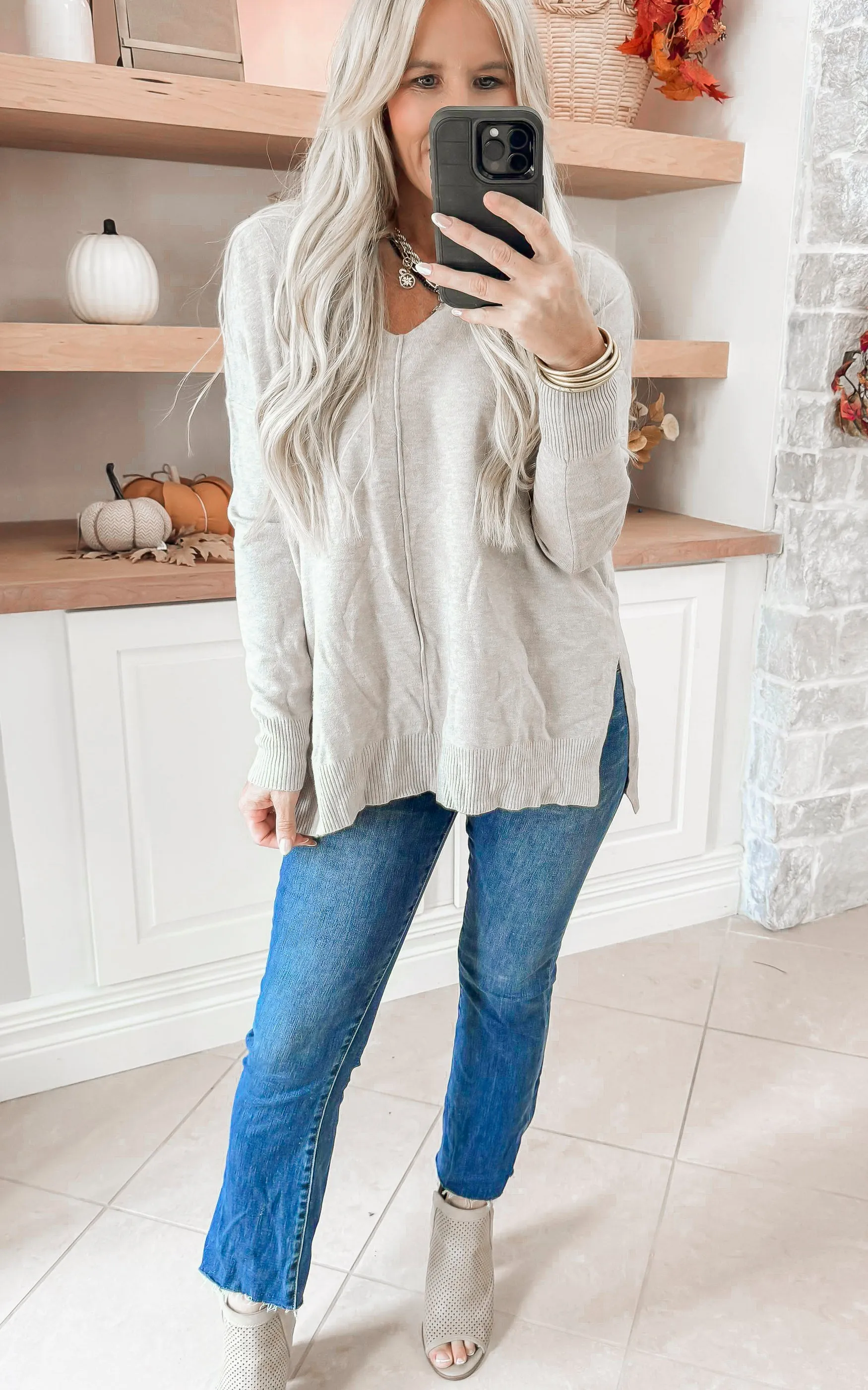 August Breeze Hi Low V-Neck Sweater** - Final Sale