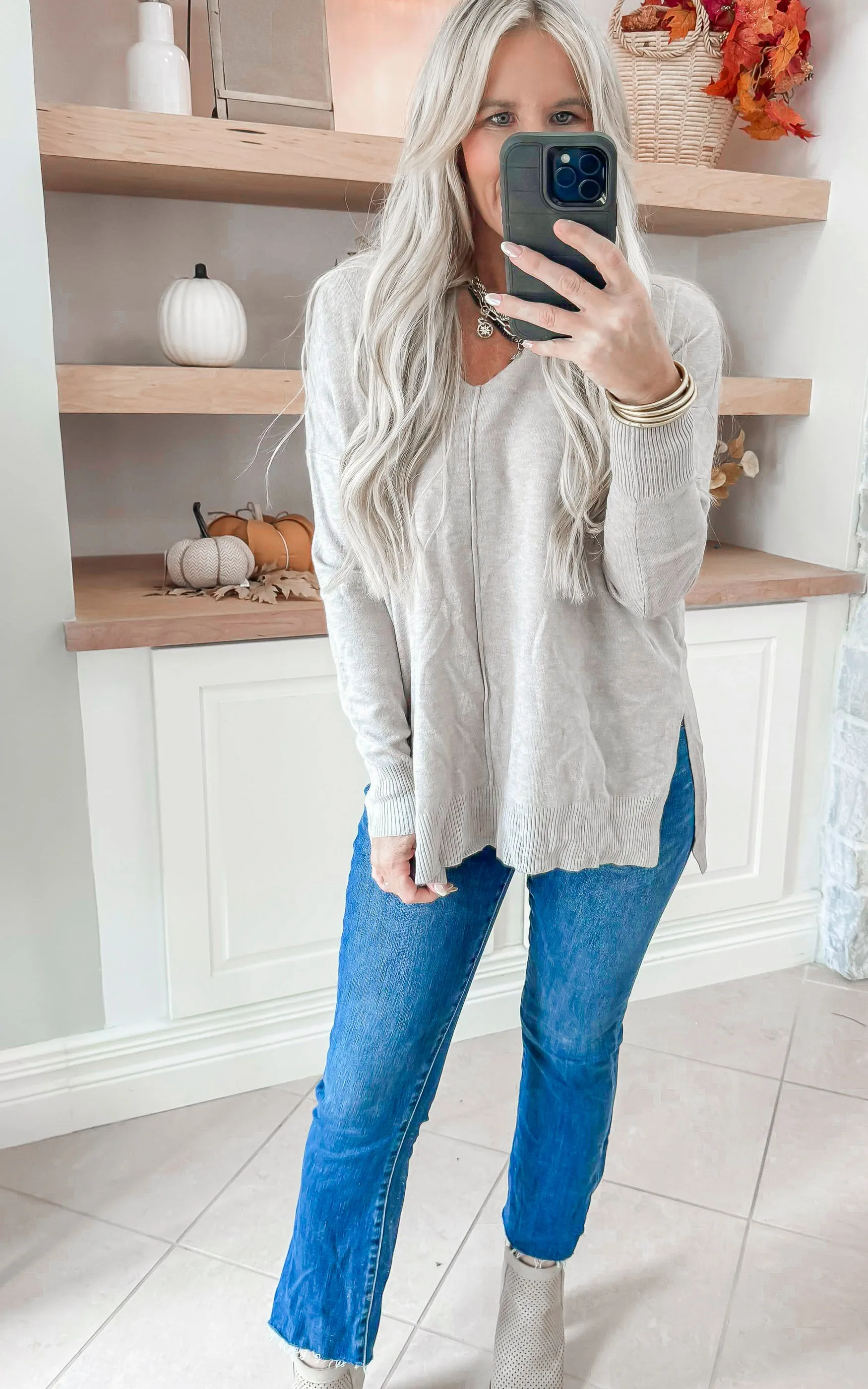 August Breeze Hi Low V-Neck Sweater** - Final Sale