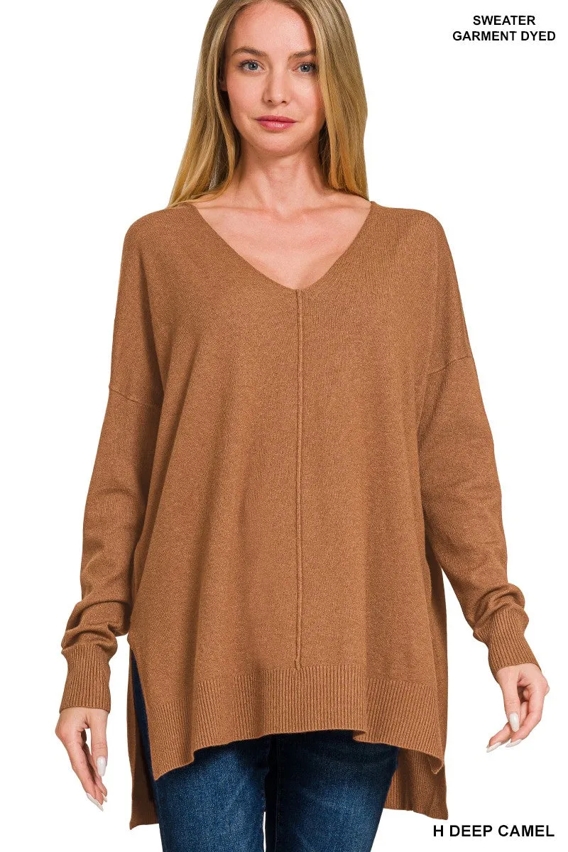 August Breeze Hi Low V-Neck Sweater** - Final Sale