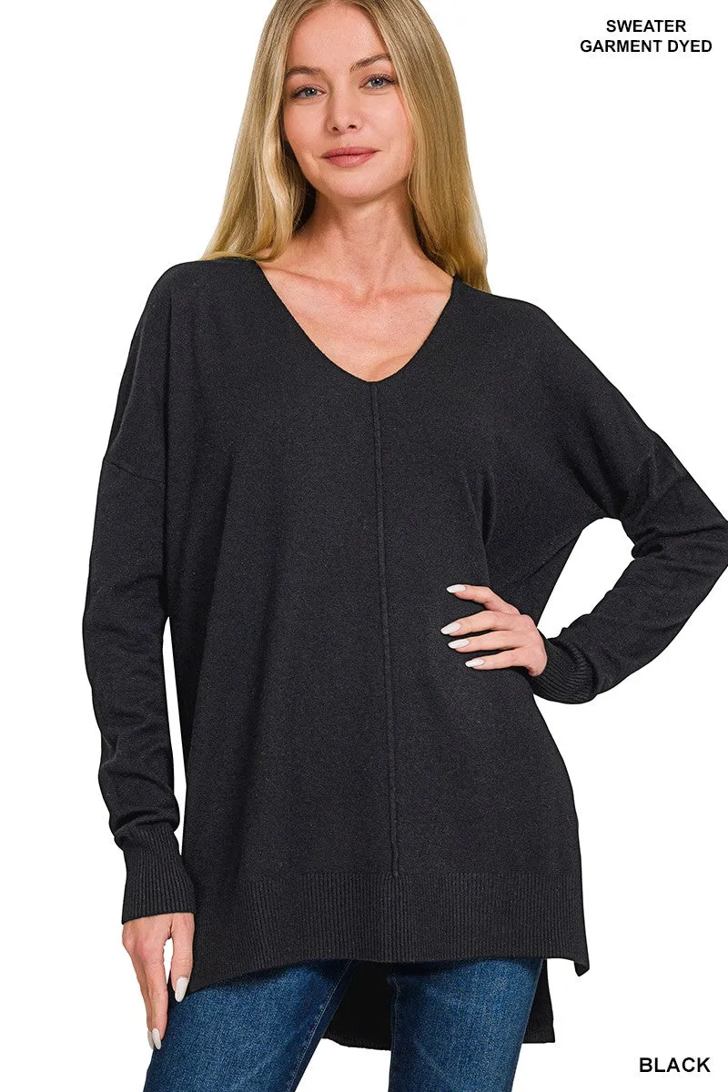 August Breeze Hi Low V-Neck Sweater** - Final Sale