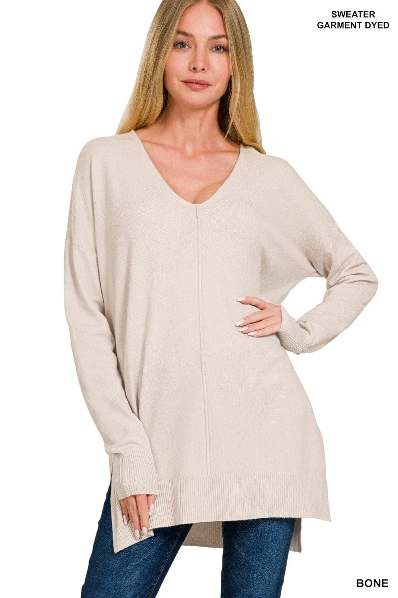 August Breeze Hi Low V-Neck Sweater** - Final Sale