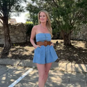 Avery Washed Denim Romper