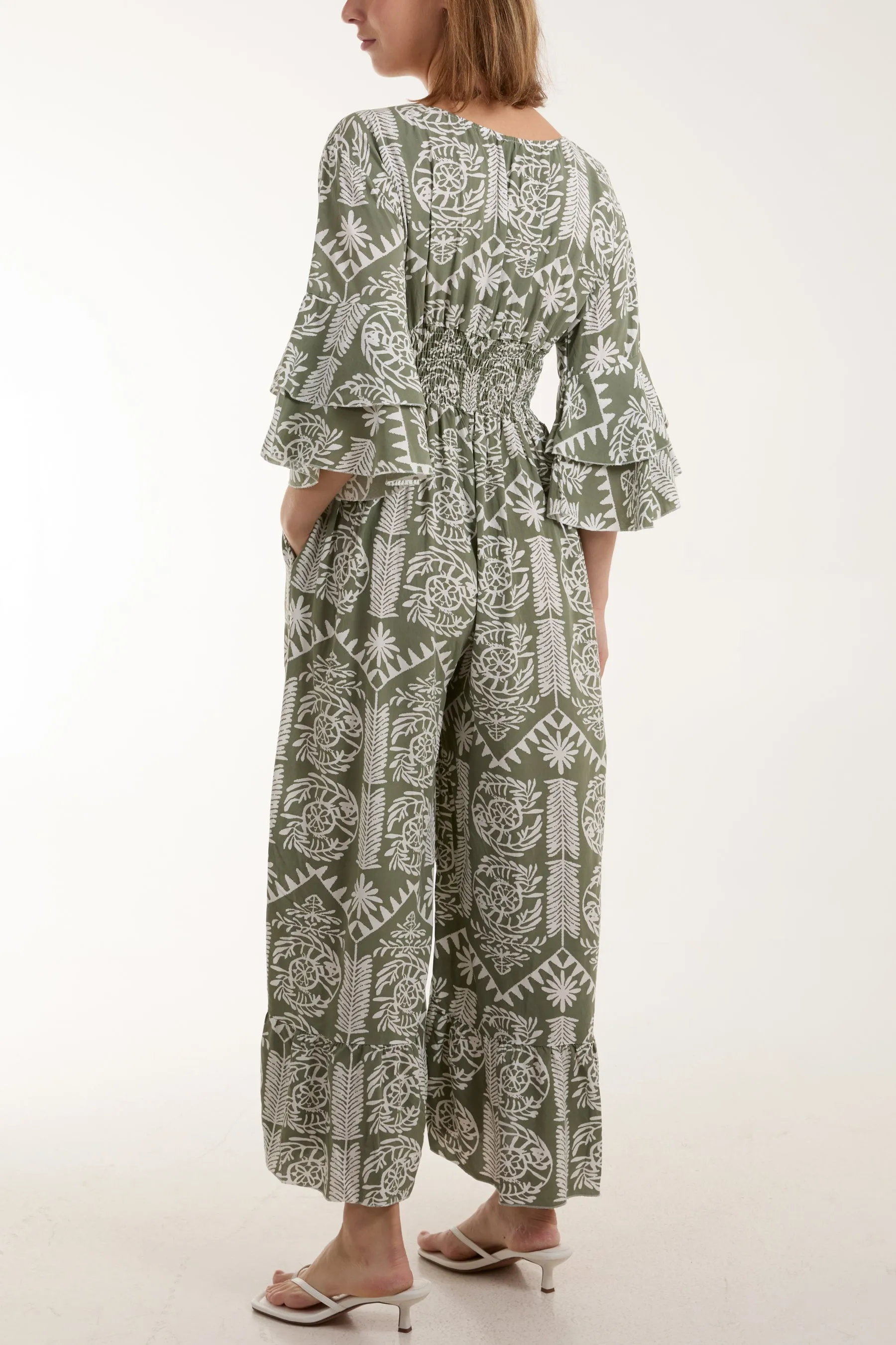 Baroque Shirred Bodice Jumpsuit