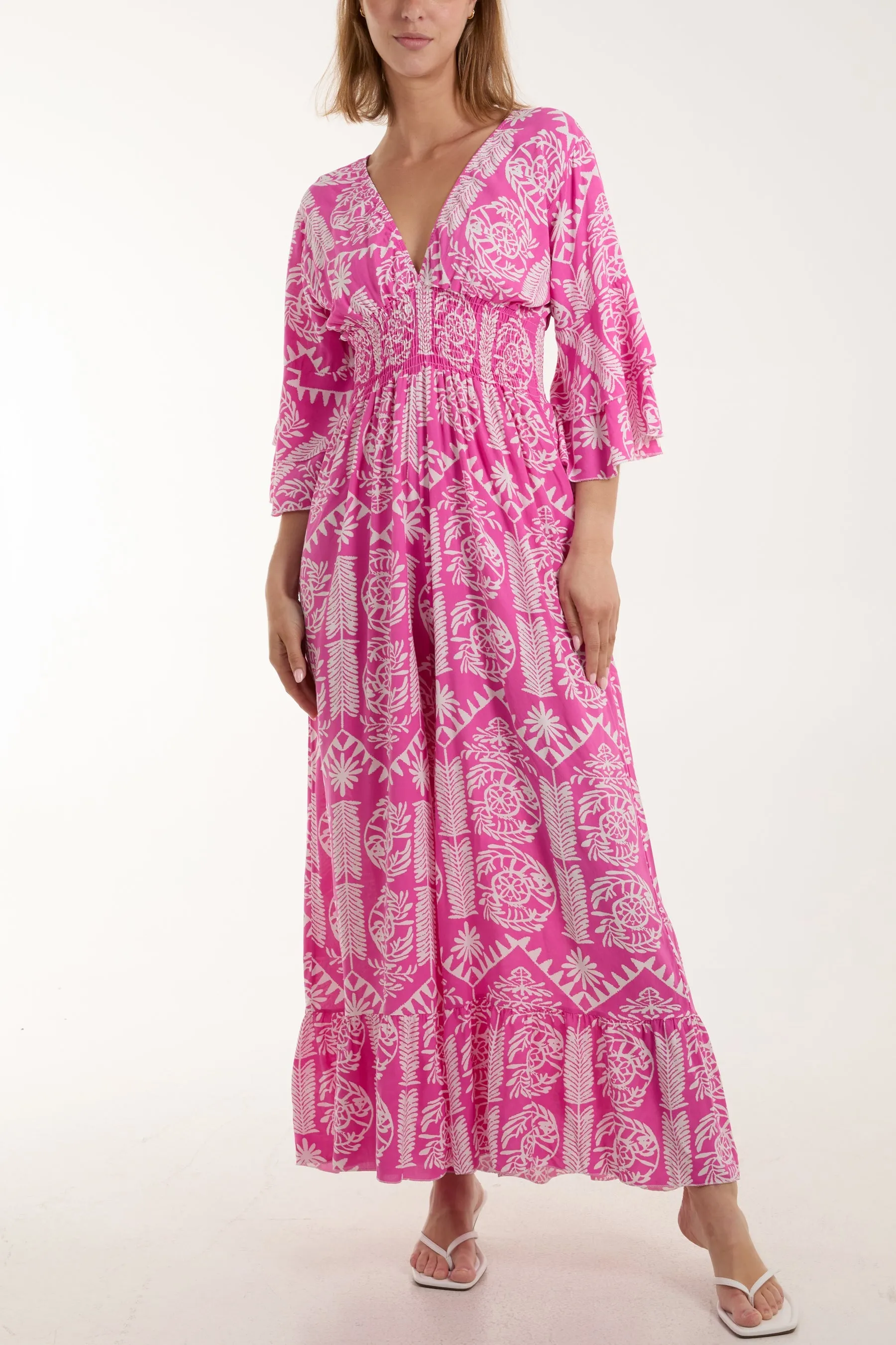 Baroque Shirred Bodice Jumpsuit