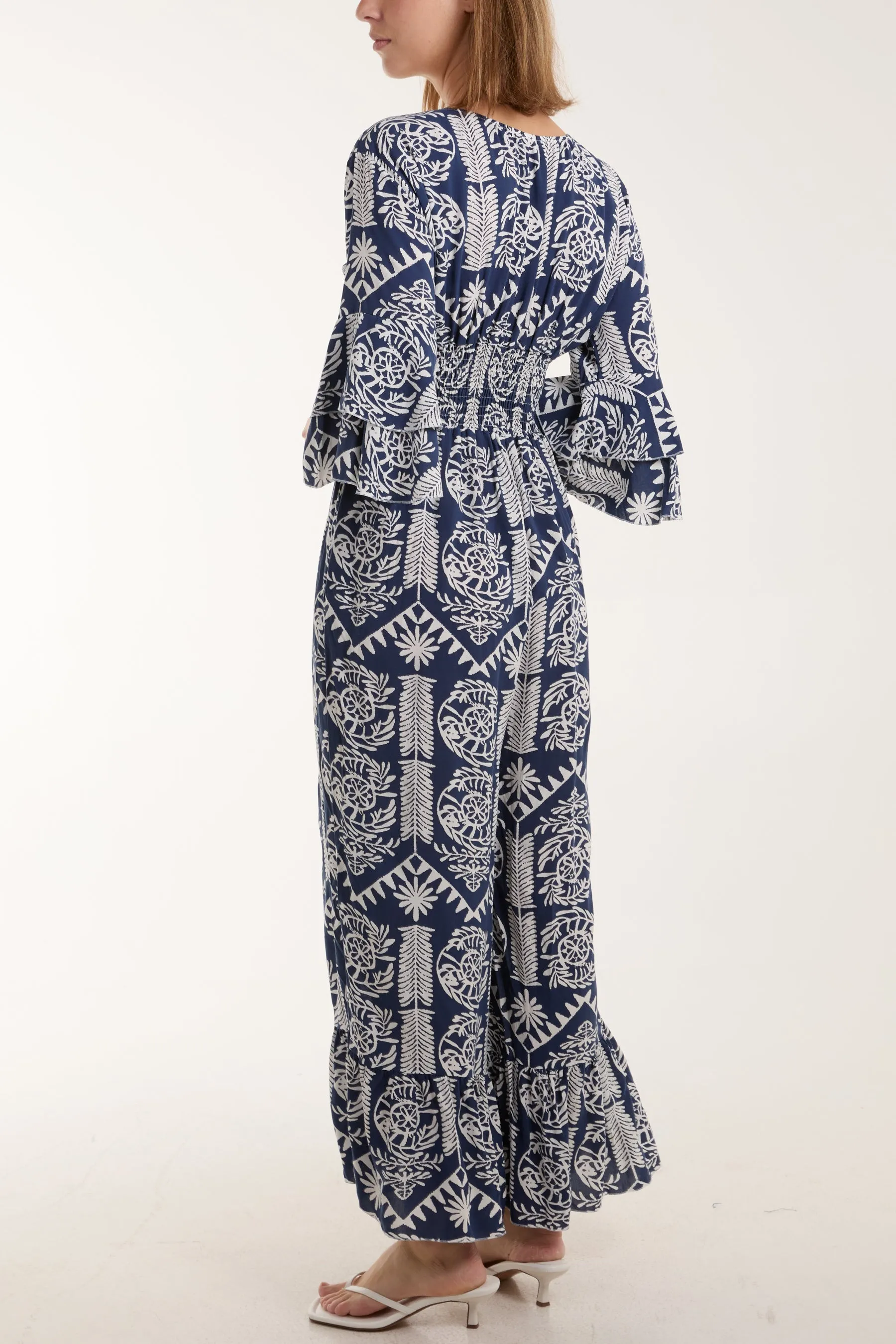 Baroque Shirred Bodice Jumpsuit