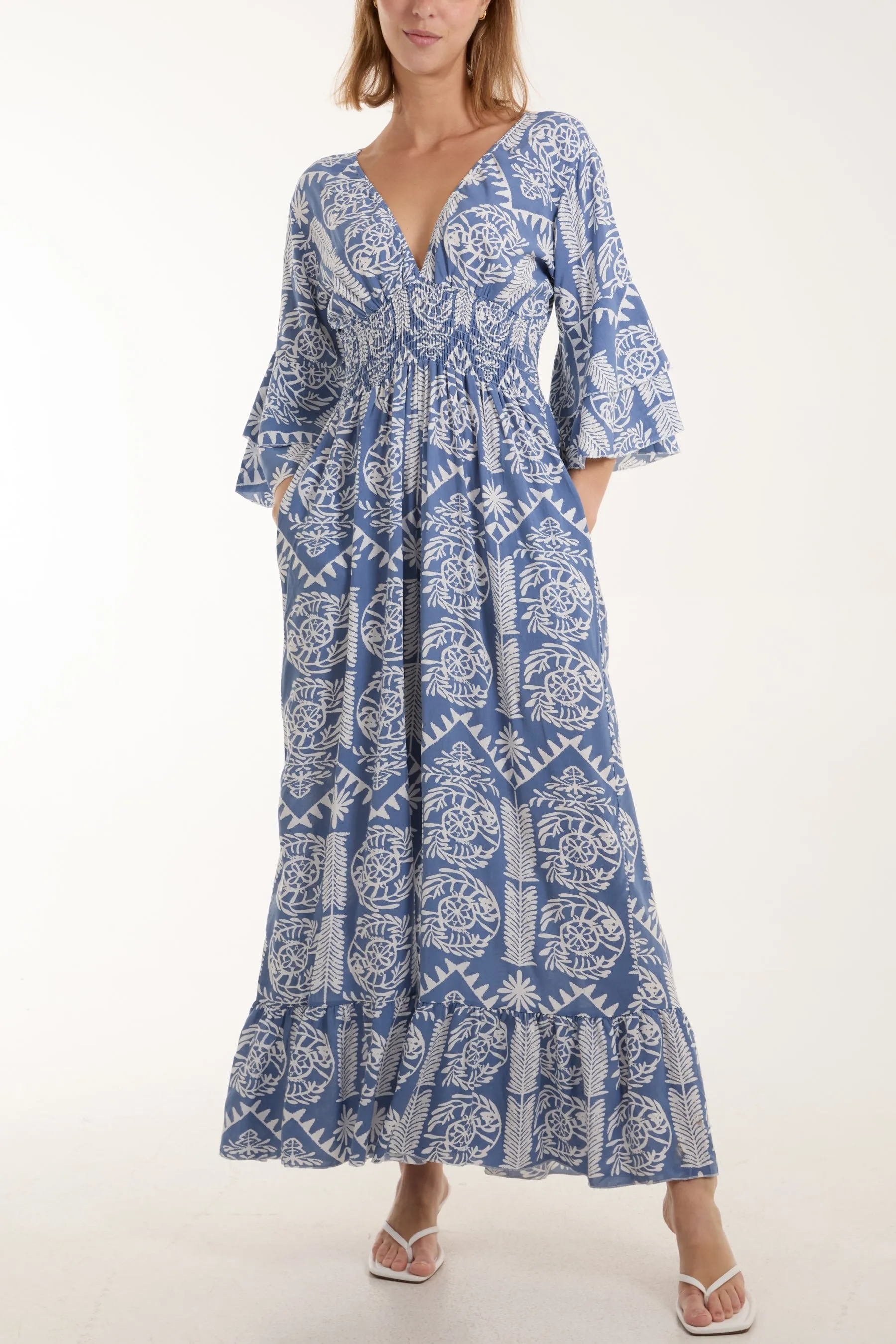 Baroque Shirred Bodice Jumpsuit