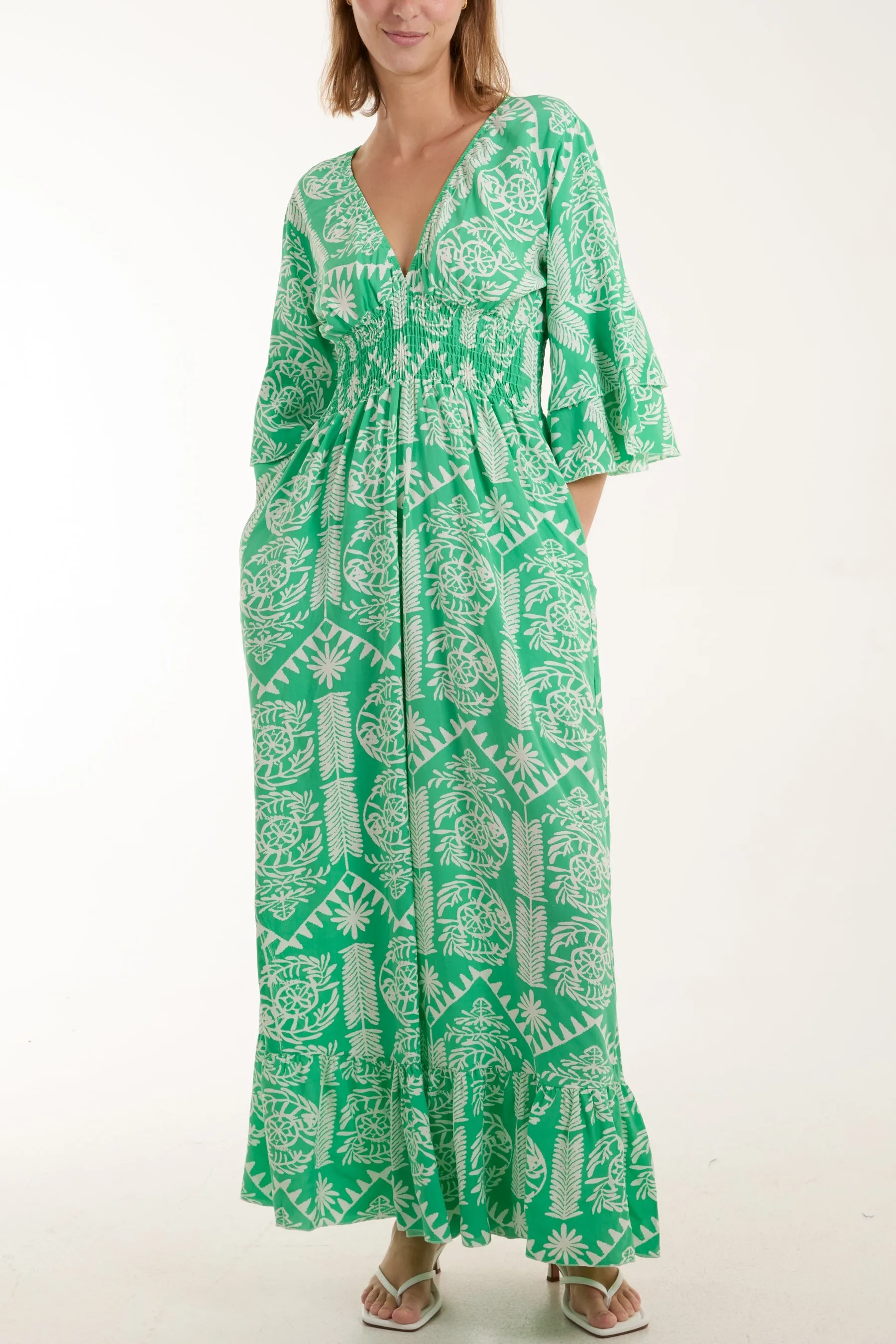 Baroque Shirred Bodice Jumpsuit