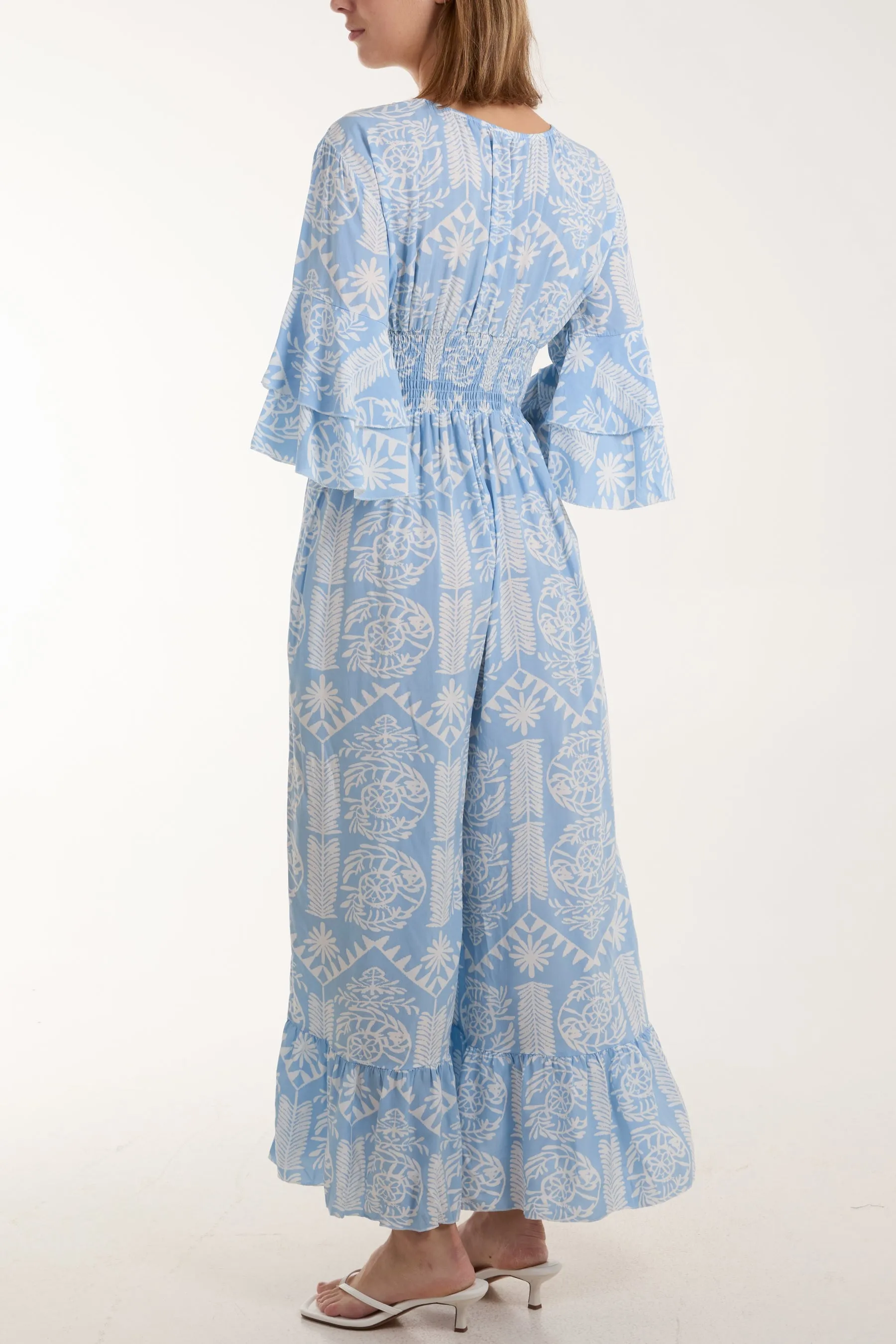 Baroque Shirred Bodice Jumpsuit