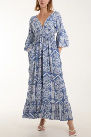 Baroque Shirred Bodice Jumpsuit