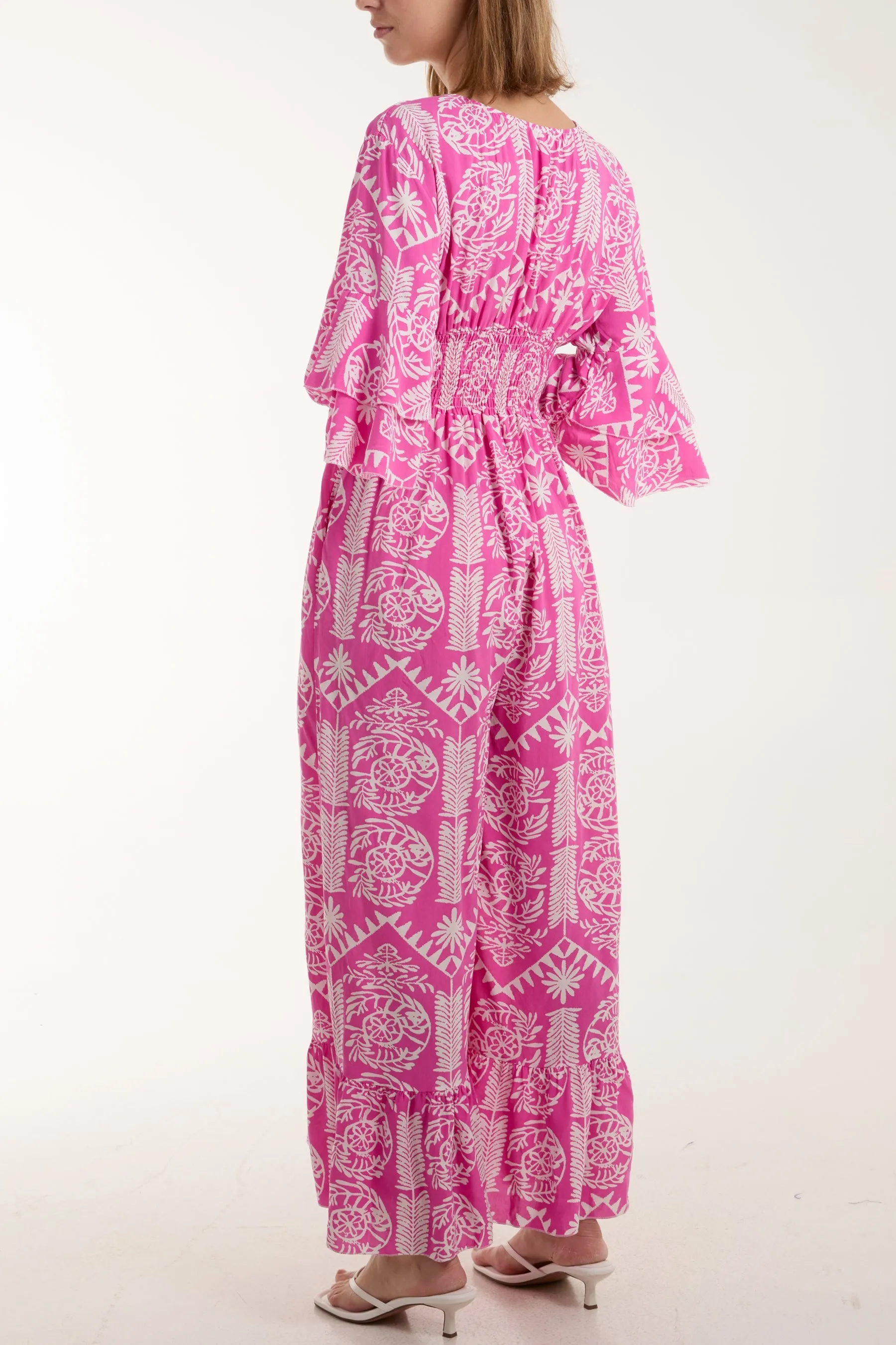 Baroque Shirred Bodice Jumpsuit