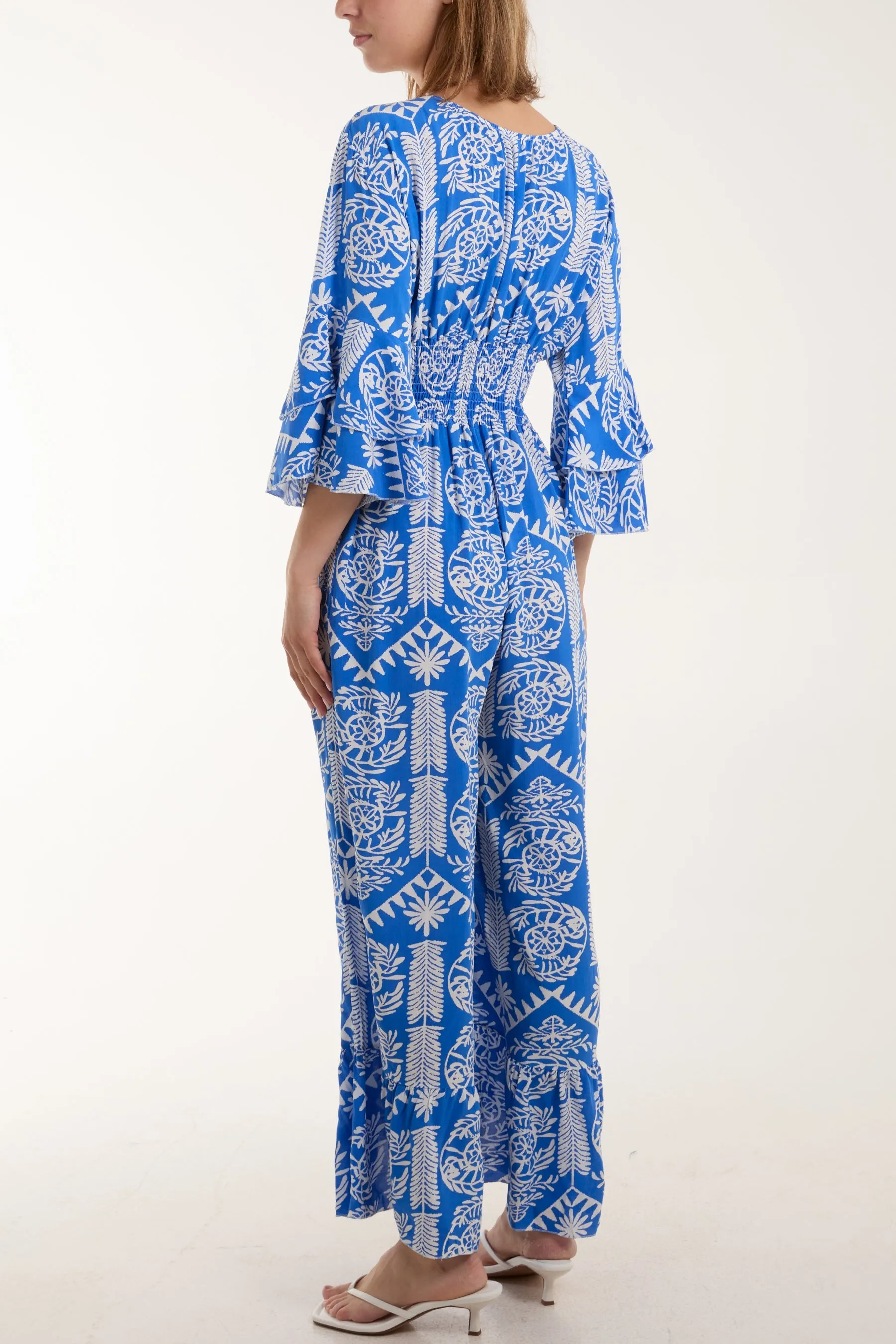 Baroque Shirred Bodice Jumpsuit