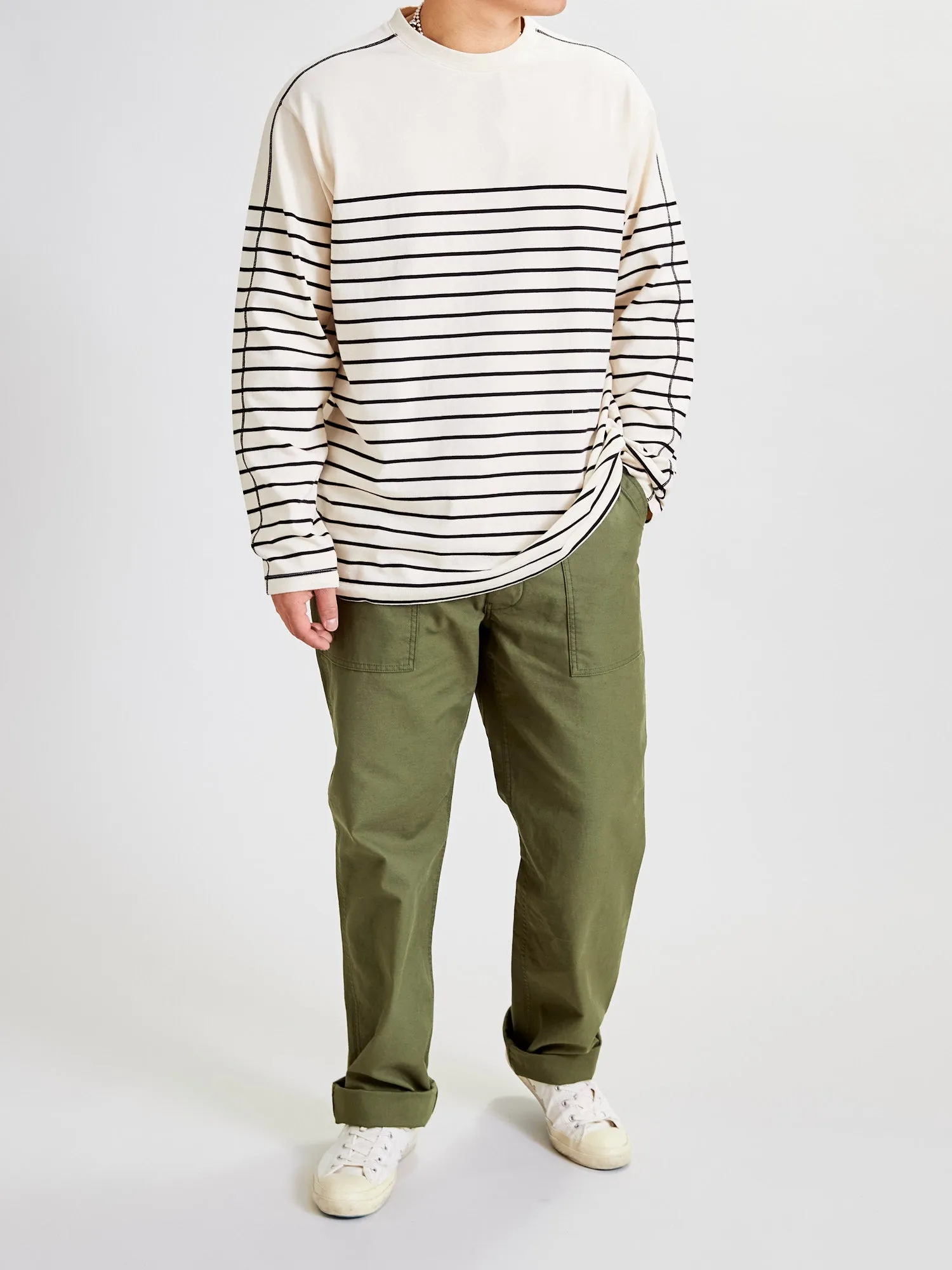 Basic Stripe T-Shirt in Ecru/Black