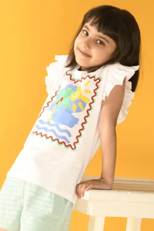 BEACH VIBES SUMMER GIRLS T-SHIRT - WHITE