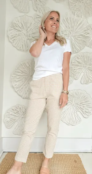 Beige Gingham Pants