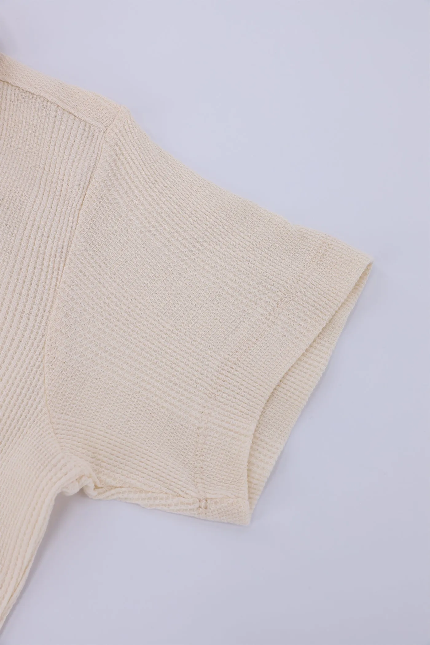 Beige Half Sleeve Button-Down Shirt