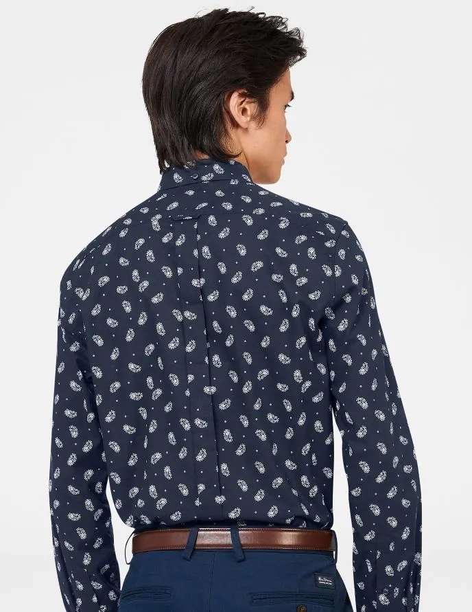 Ben Sherman Micro Paisley Print Shirt for Mens 0074125IL in Navy, 4XL-5XL
