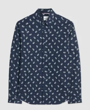 Ben Sherman Micro Paisley Print Shirt for Mens 0074125IL in Navy, 4XL-5XL