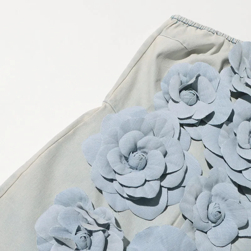 Berlin Floral Denim Jumpsuit in Light Wash
