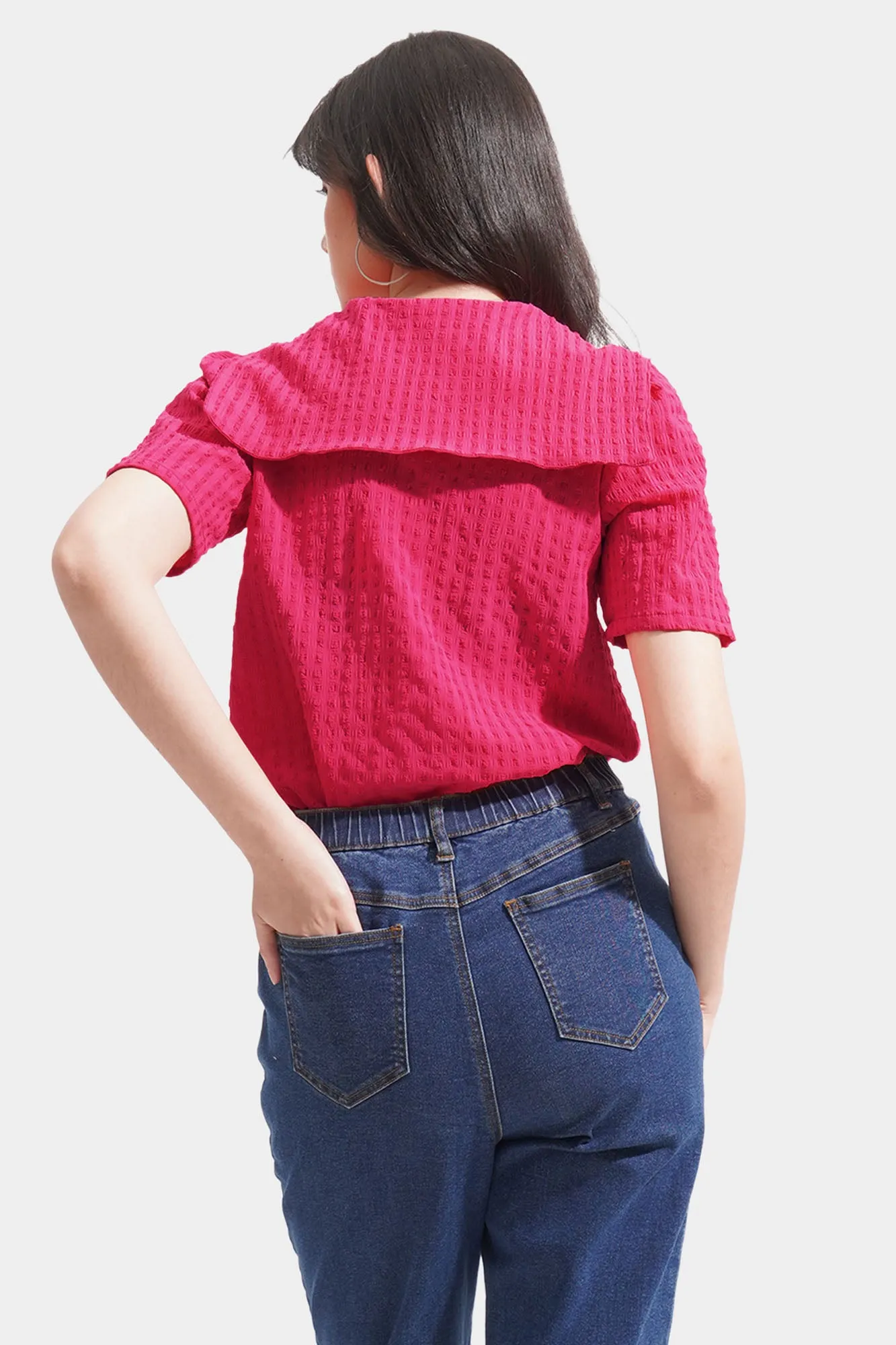 Big Collar Button Down Top