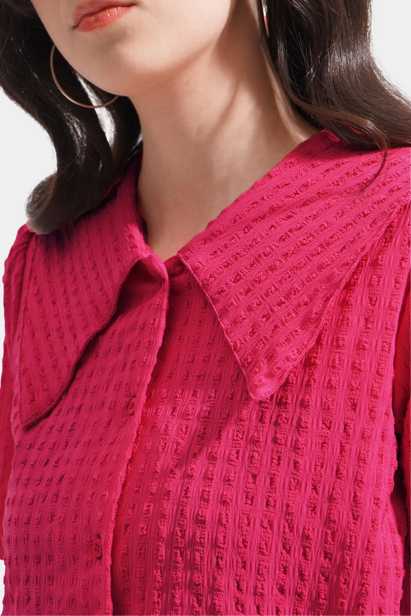 Big Collar Button Down Top