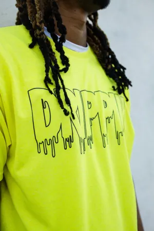 Black Drippin Outline | Neon Yellow Tee (Outline Checkered Drippin Sleeves)