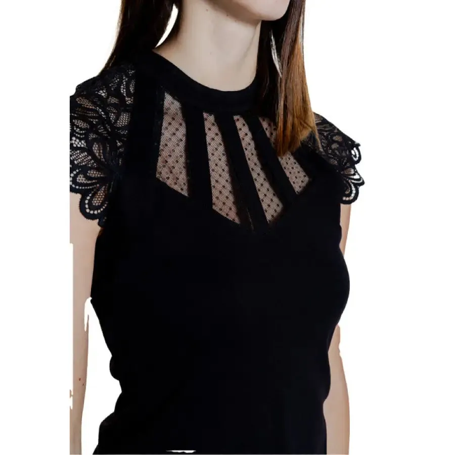 Black Lace Trimmed Sleeveless Top