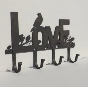 Black silhouette LOVE ornate Coat Rack