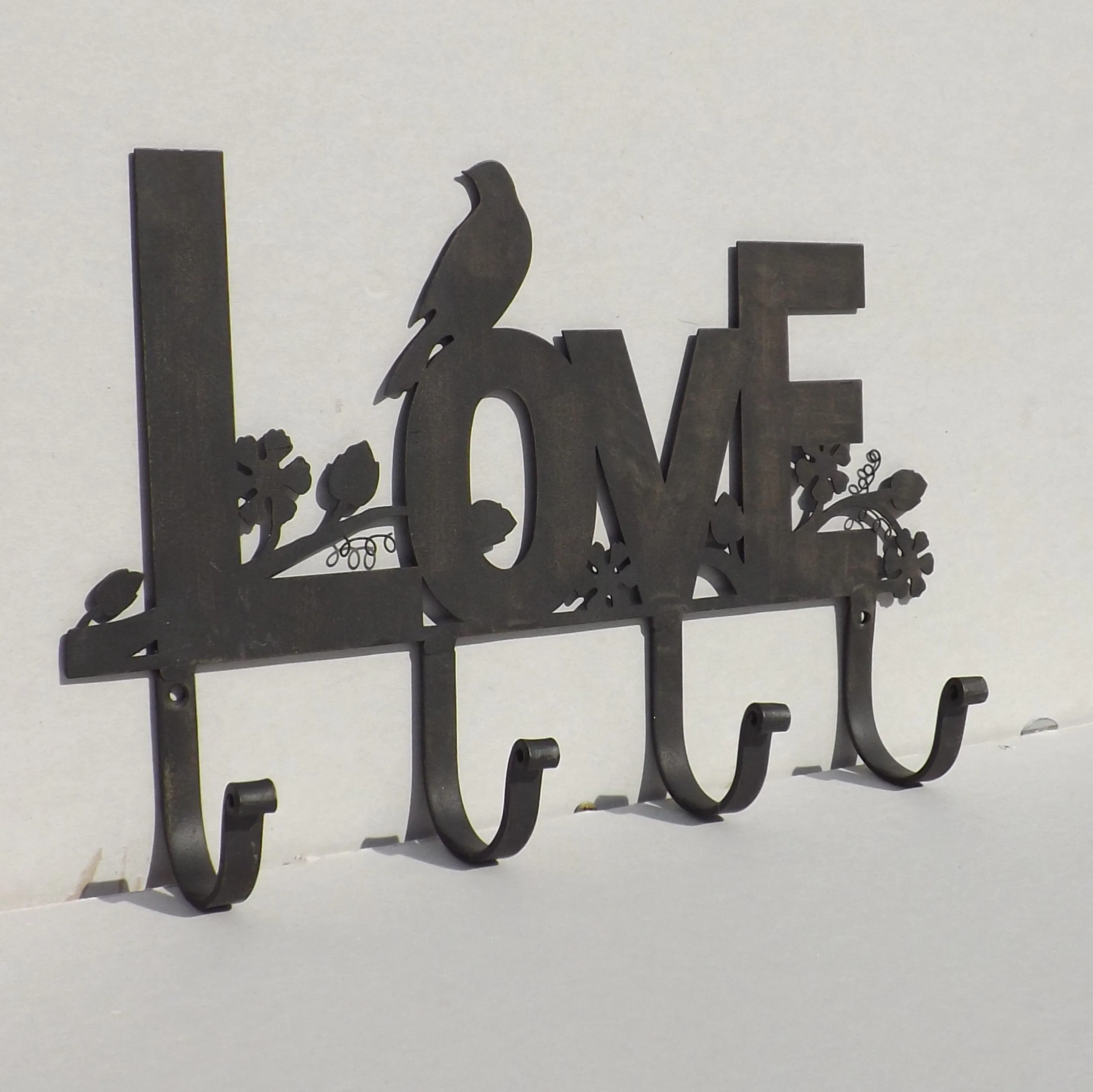 Black silhouette LOVE ornate Coat Rack