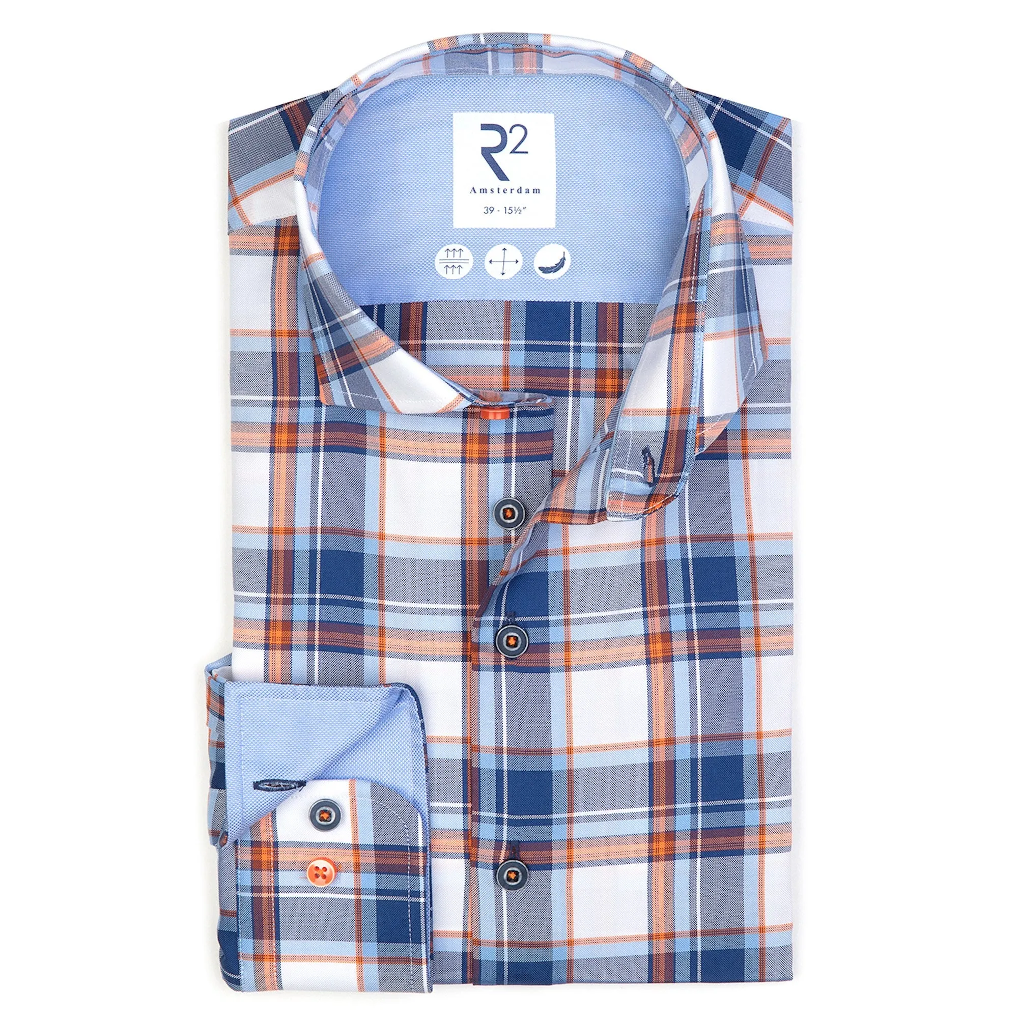 Blue check cotton oxford shirt