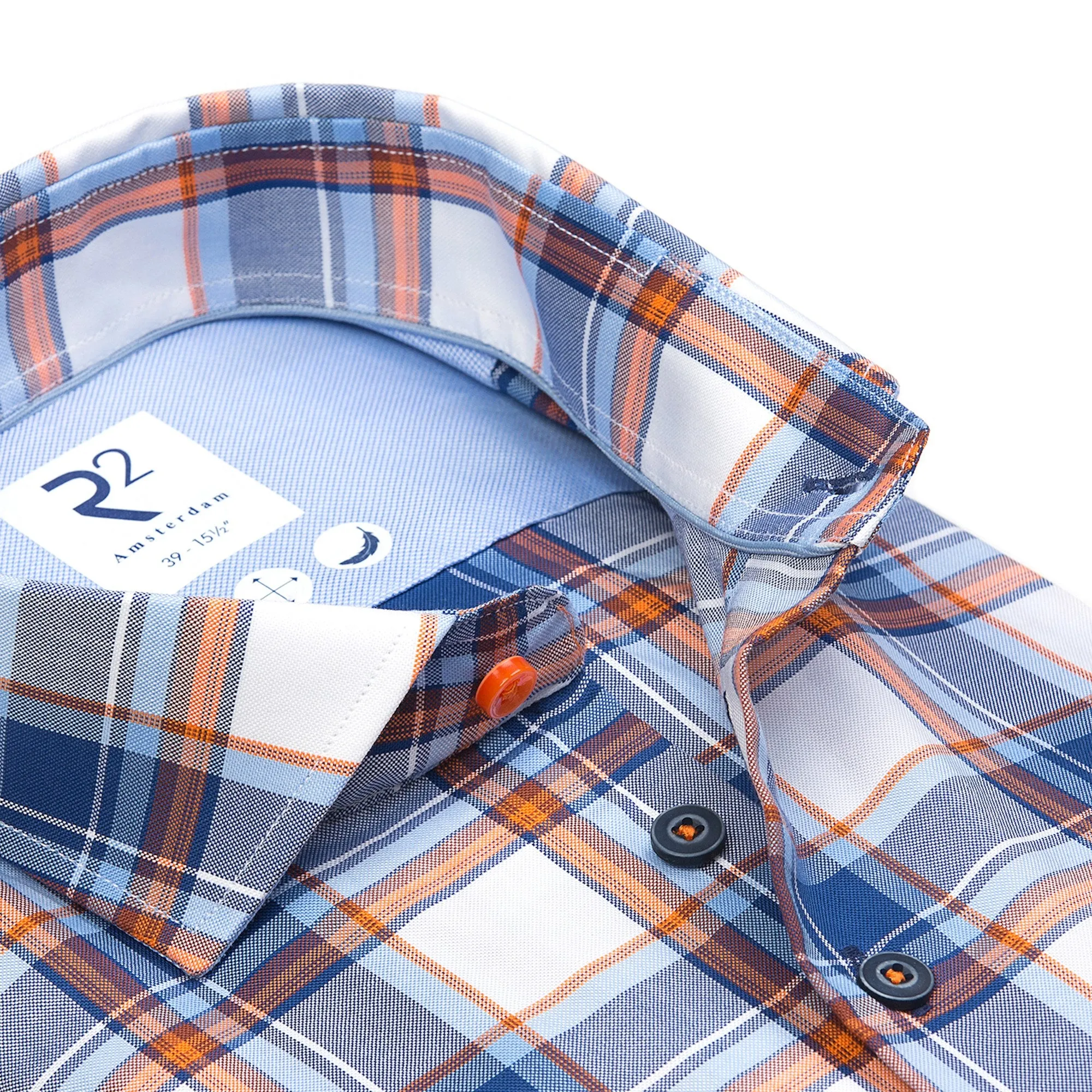 Blue check cotton oxford shirt