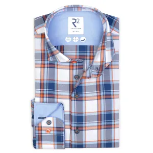 Blue check cotton oxford shirt