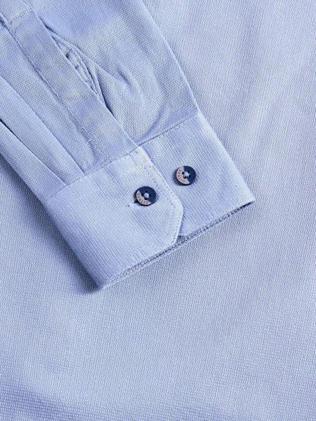 Blue Plain Cotton Stretch Shirt